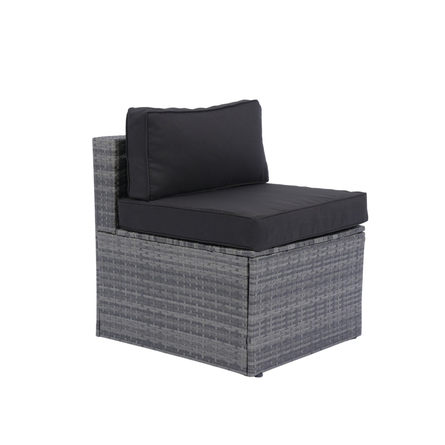 5 Pieces PE Rattan sectional Outdoor Furniture Cushioned U Sofa set with 2 Pillow Grey wicker + Black Cushion House to Home Furnishings LLC