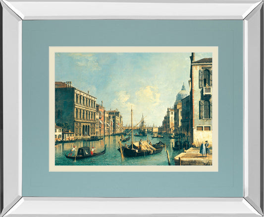 The Grand Canal, Venice The Rialto Bridge By Antonia Canaletto - Mirror Framed Print Wall Art - Blue Classy Art