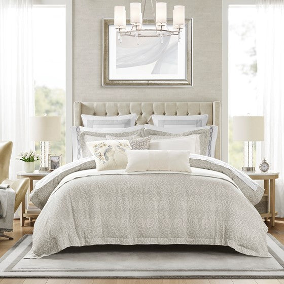 3 Piece Duvet Set Gray Full/Queen Olliix.com