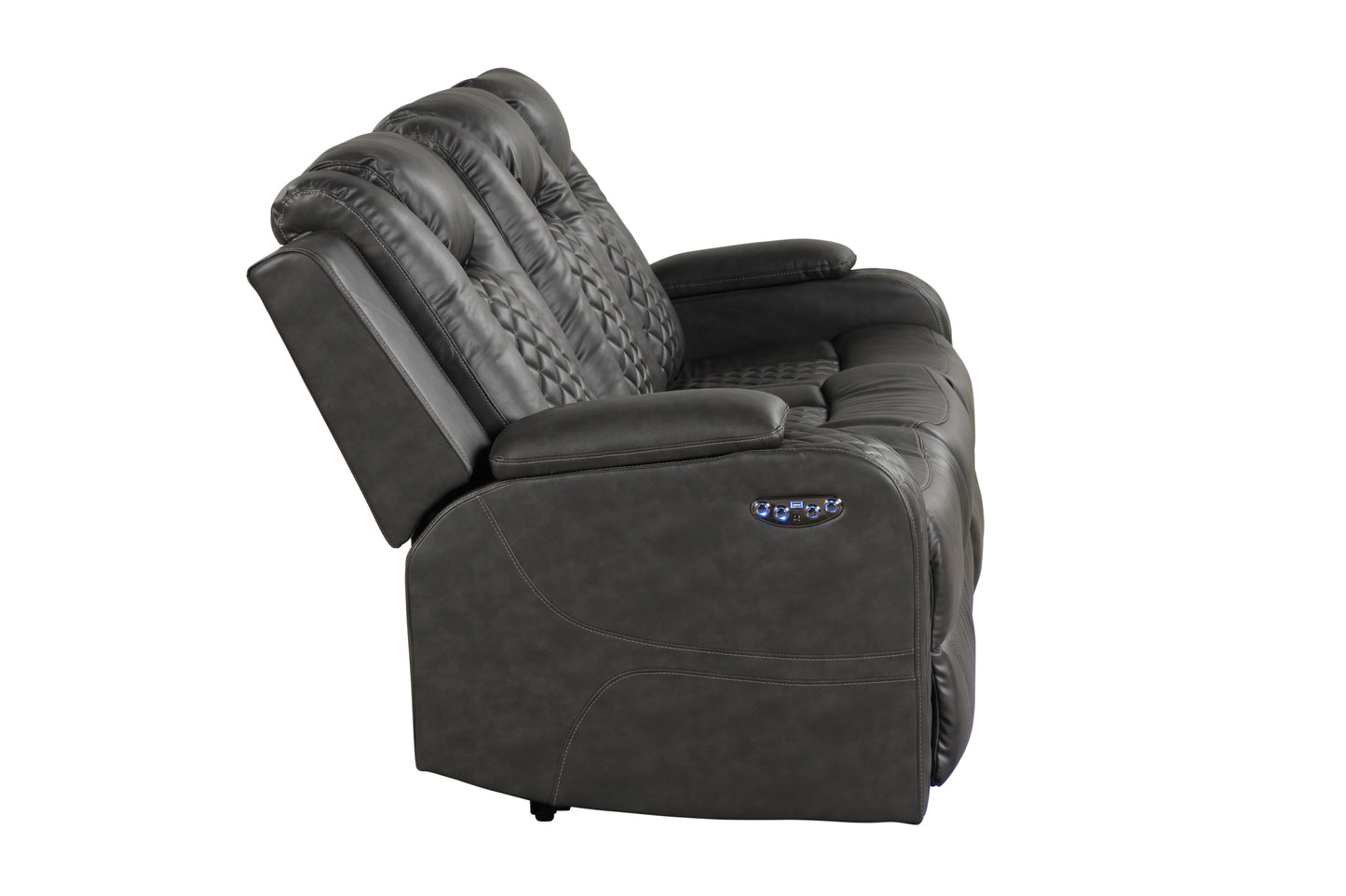 Benz LED & Power Recliner 2 PC Made With Faux Leather in Black (FREE SHIPPING) House to Home Furnishings LLC