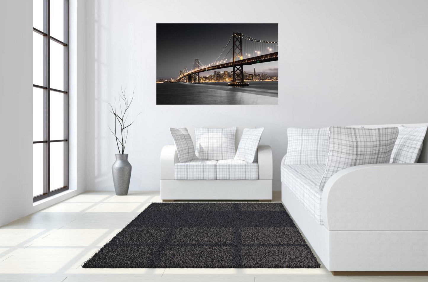 Temp Glass With Foil - San Francisco Bridge - Dark Gray Classy Art