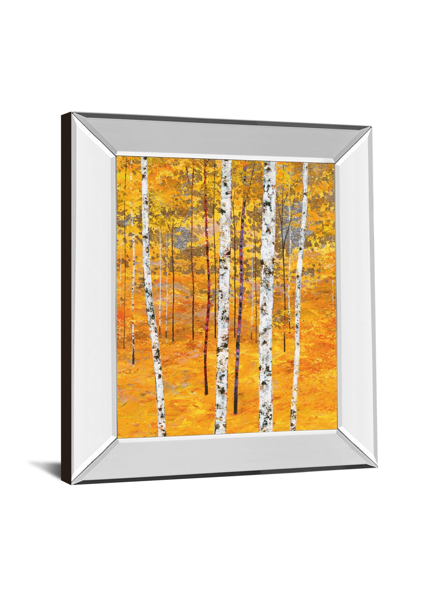 Iridescent Trees IV By Alex Jawdokimov - Mirror Framed Print Wall Art - Yellow Classy Art