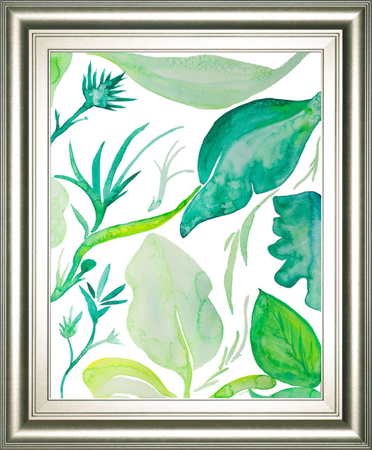 Green Water Leaves Il By Kat Papa - Framed Print Wall Art - Green Classy Art