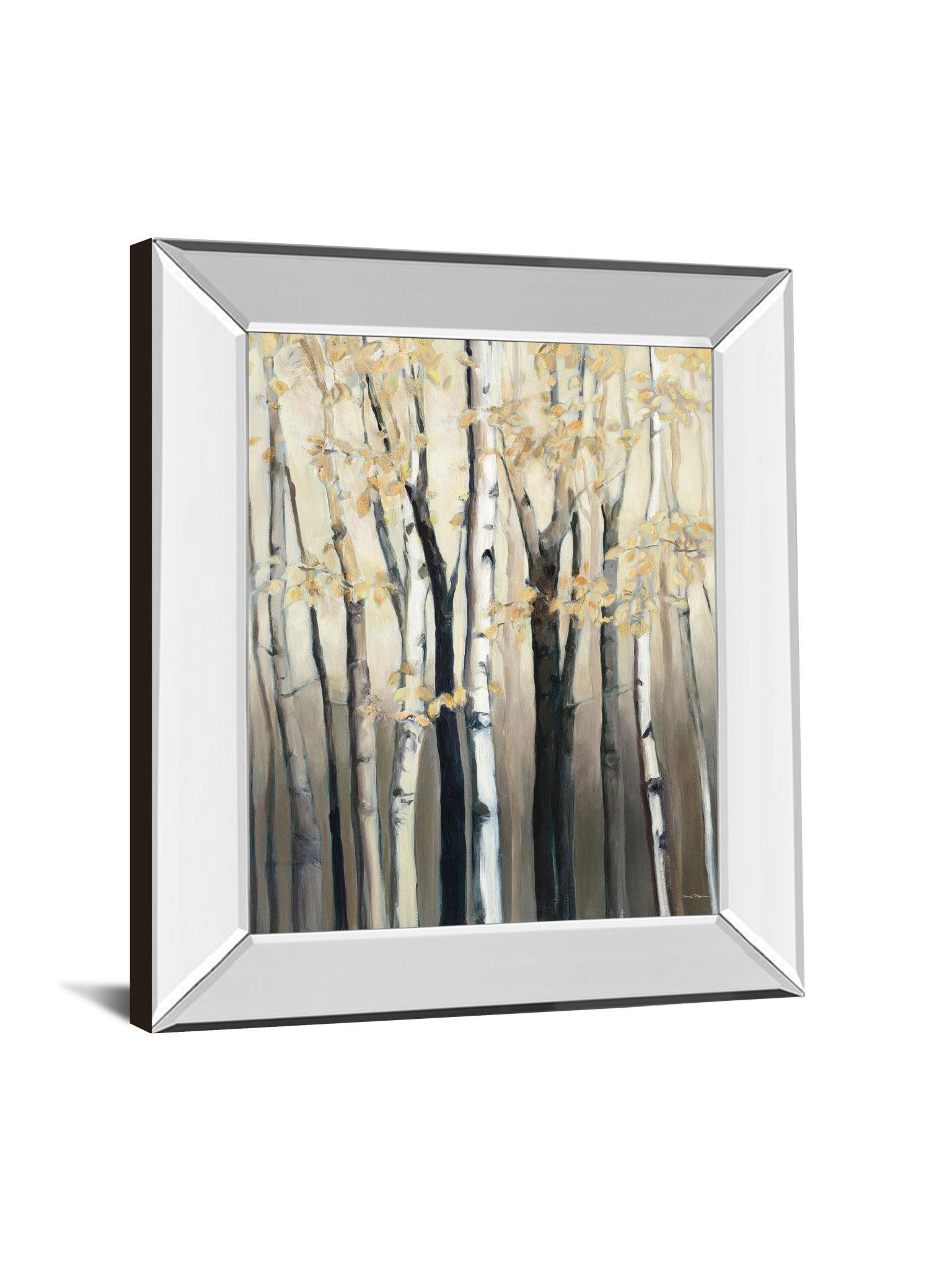 Golden Birch I By Julia Purinton - Mirror Framed Print Wall Art - Dark Gray Classy Art