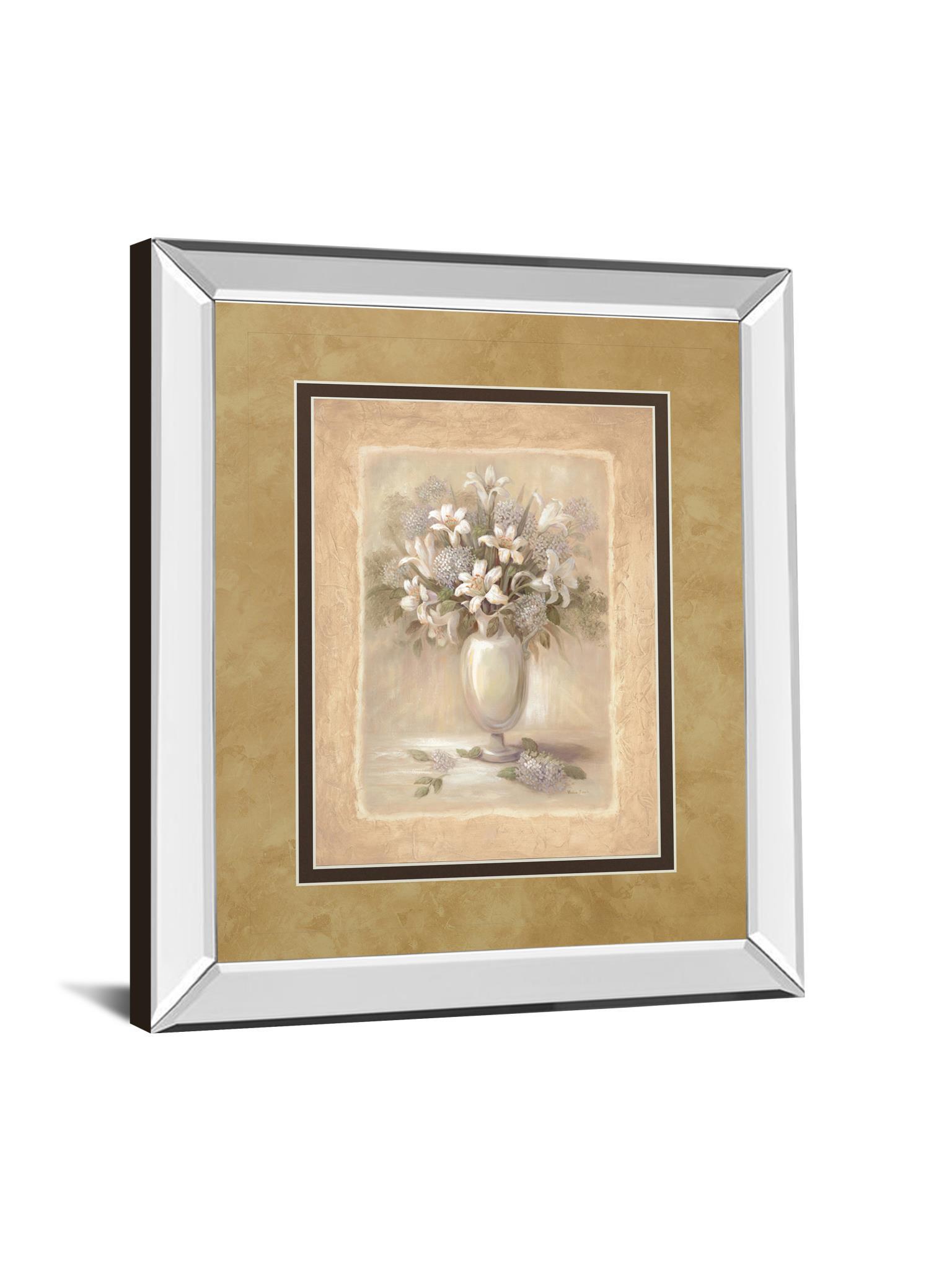 White Bounty Il By Vivian Flasch - Mirror Framed Print Wall Art - White Classy Art