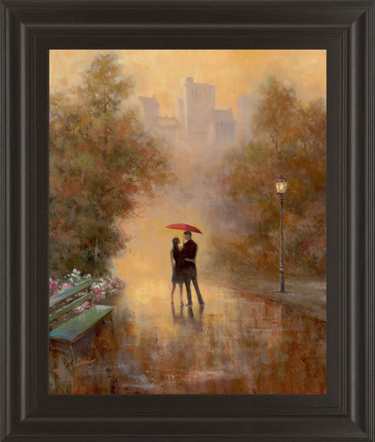 Walk In The Park I By T.C. Chiu - Framed Print Wall Art - Dark Brown Classy Art