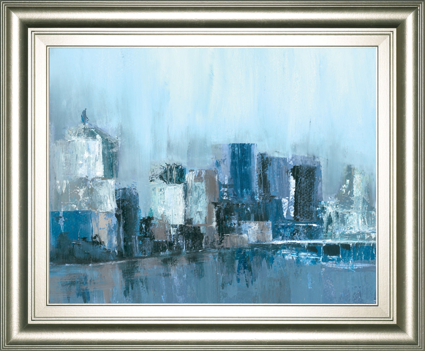 Citlylines By Jones, Cy - Framed Print Wall Art - Light Blue Classy Art