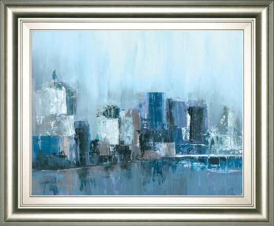 Citlylines By Jones, Cy - Framed Print Wall Art - Light Blue Classy Art