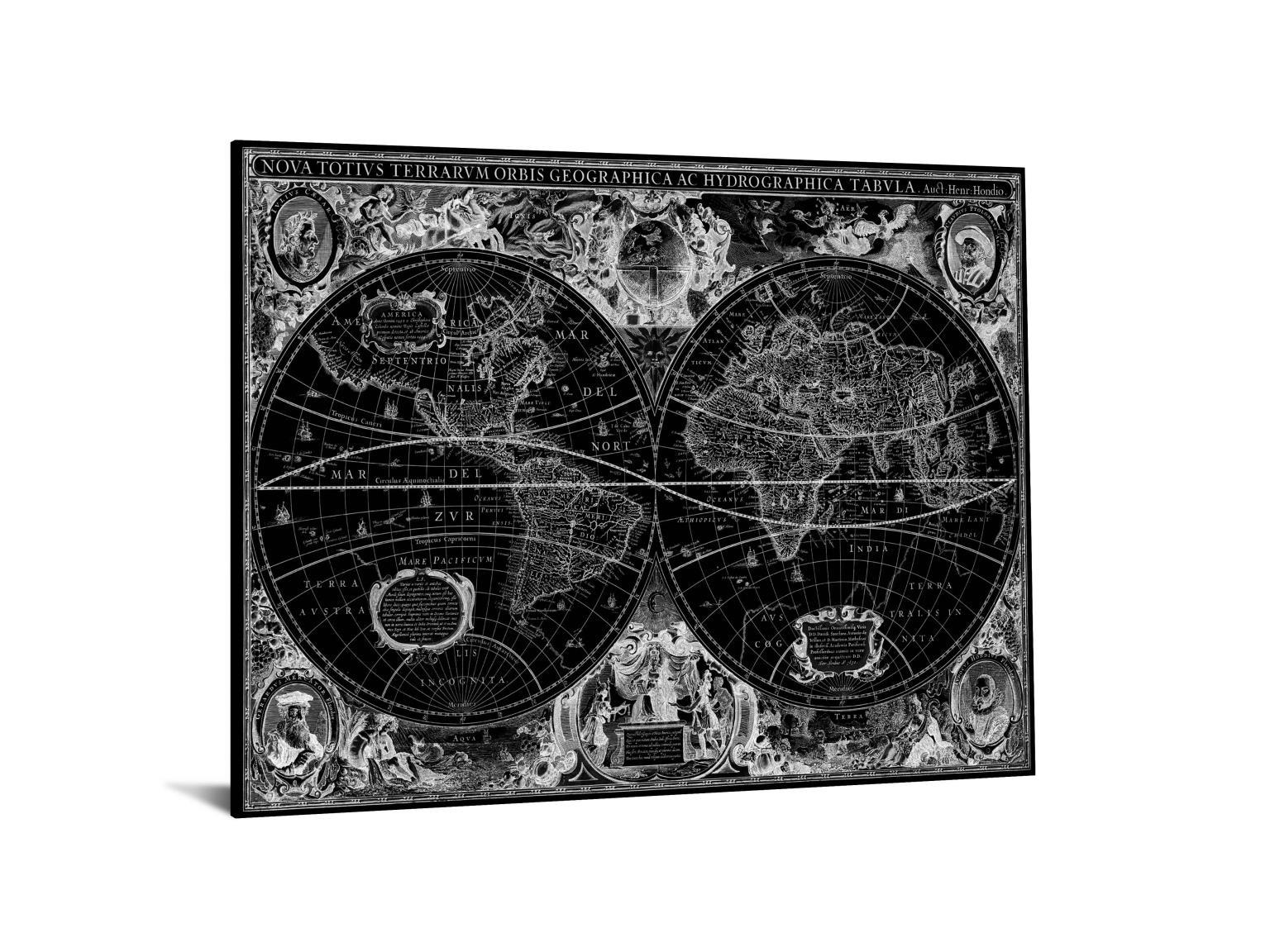 Temp Glass With Foil - World Map - Dark Gray Classy Art