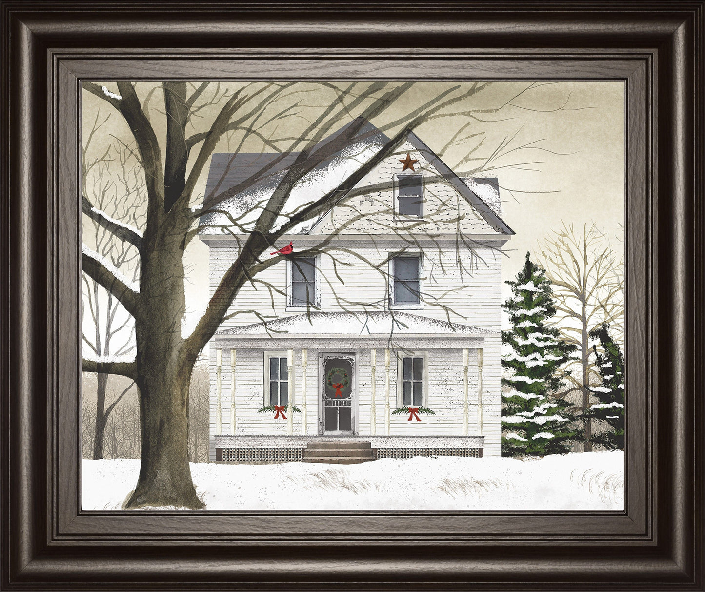 Winter Porch By Billy Jacobs - Framed Print Wall Art - White Classy Art