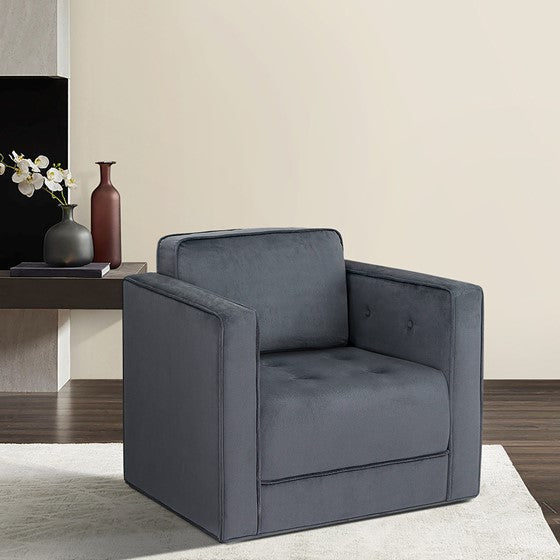 360 Degree Upholstered Swivel Chair Gray Olliix.com