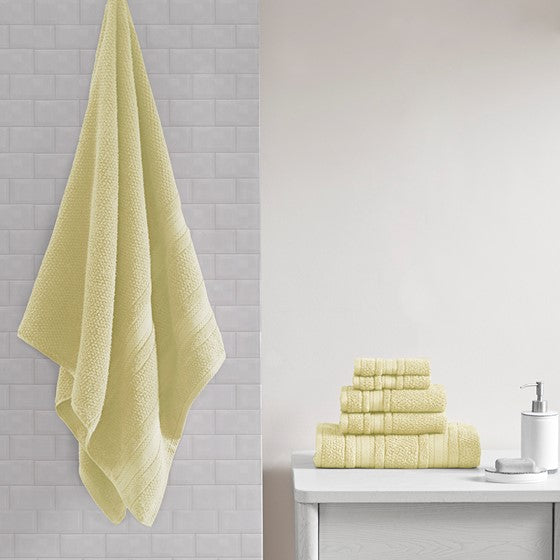 Super Soft Cotton Quick Dry Bath Towel 6 Piece Set Yellow Olliix.com