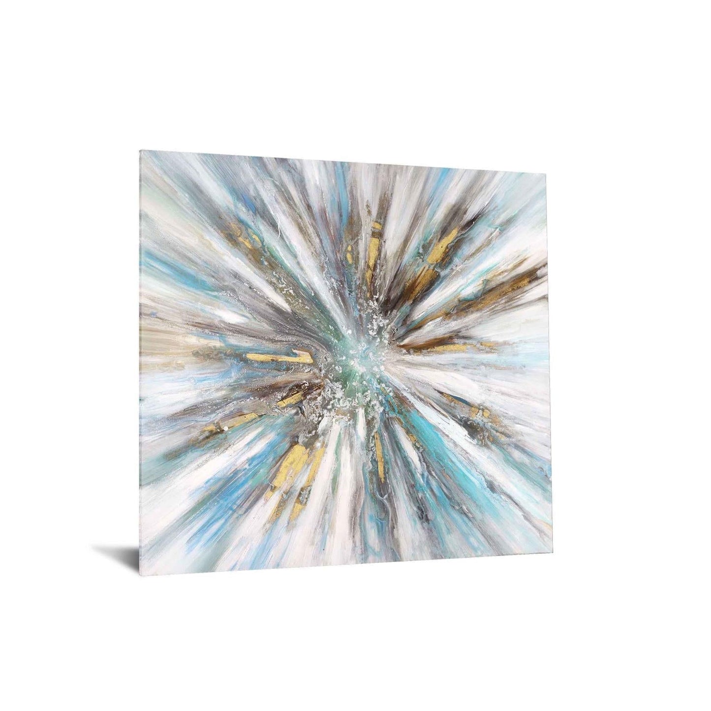 Floating Tempered Glass With Foil Splash - Blue Classy Art