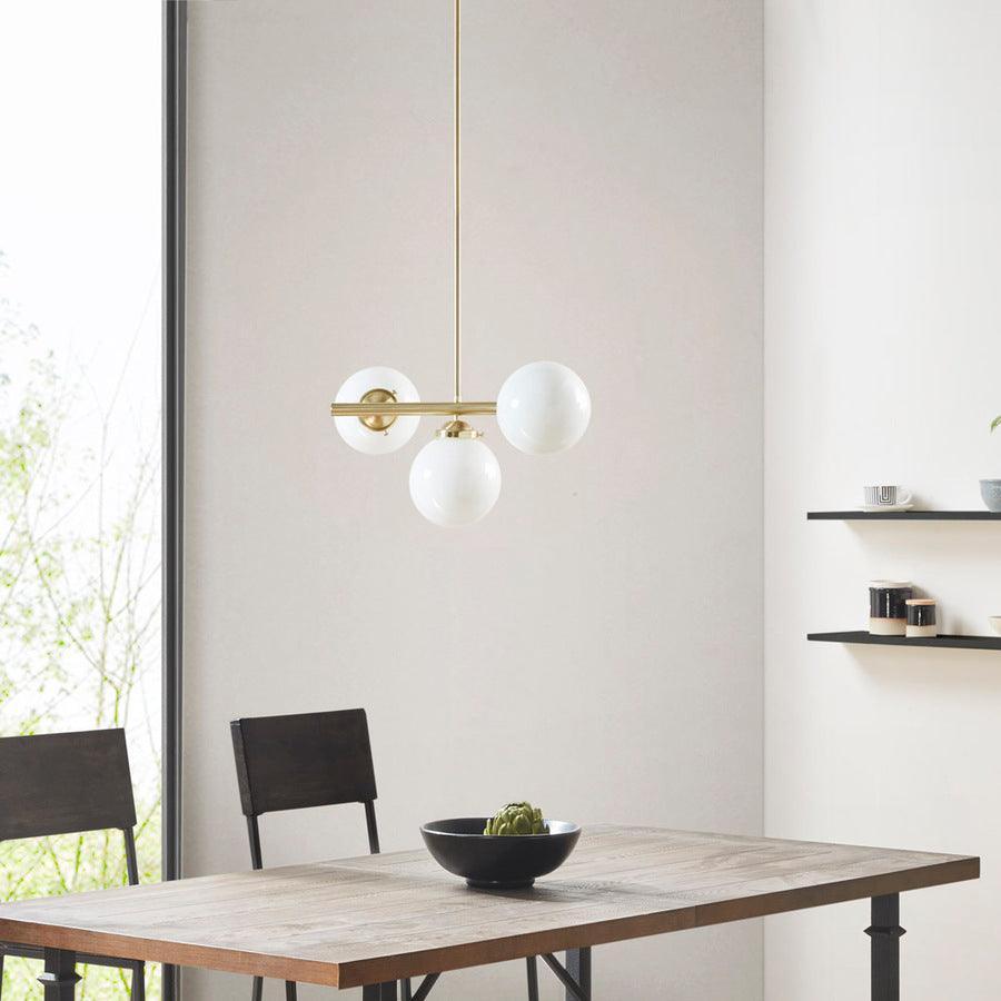 3-Light Chandelier with Frosted Glass Globe Bulbs Gold II151-0134 Olliix.com