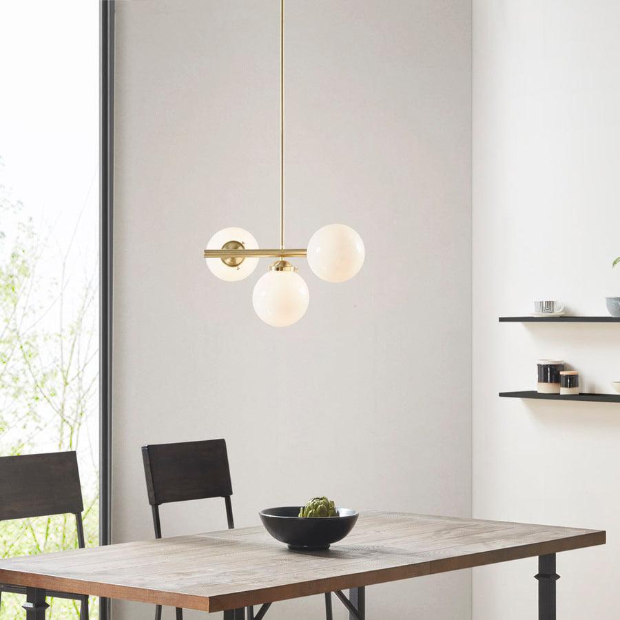 3-Light Chandelier with Frosted Glass Globe Bulbs Gold II151-0134 Olliix.com