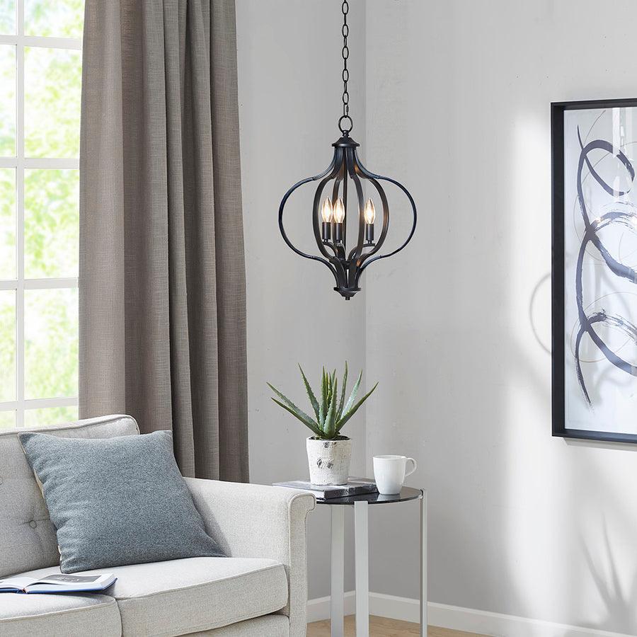 3-Light Metal Chandelier with Adjustable Chain Black FB150-1170 Olliix.com