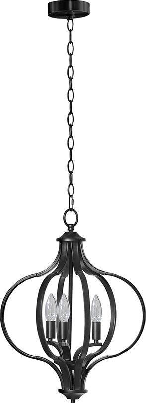 3-Light Metal Chandelier with Adjustable Chain Black FB150-1170 Olliix.com