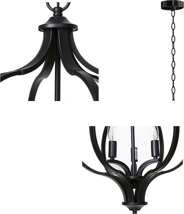 3-Light Metal Chandelier with Adjustable Chain Black FB150-1170 Olliix.com