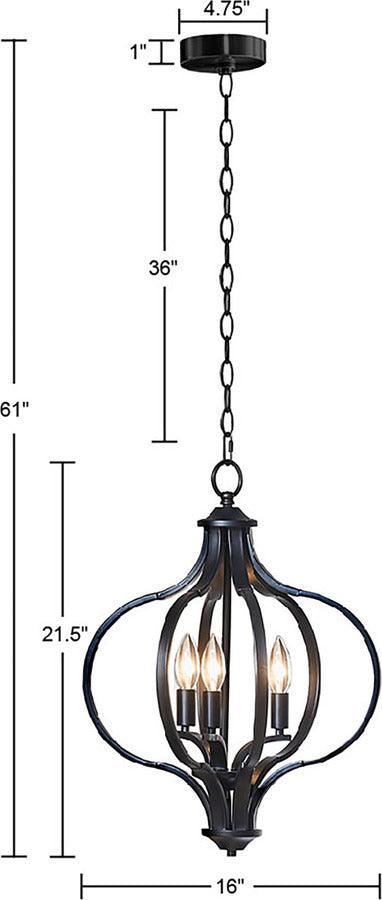 3-Light Metal Chandelier with Adjustable Chain Black FB150-1170 Olliix.com