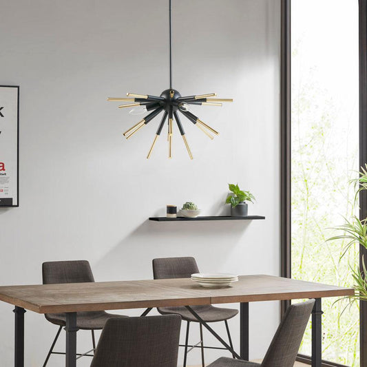 3-Light Spiked Chandelier Matte Black |Gold II150-0140 Olliix.com