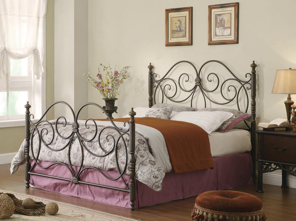 London Traditional Dark Bronze King Metal Bed Coaster Z2 Premium