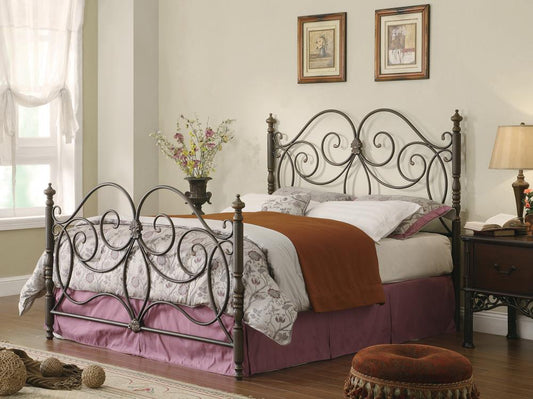 London Traditional Dark Bronze King Metal Bed Coaster Z2 Premium