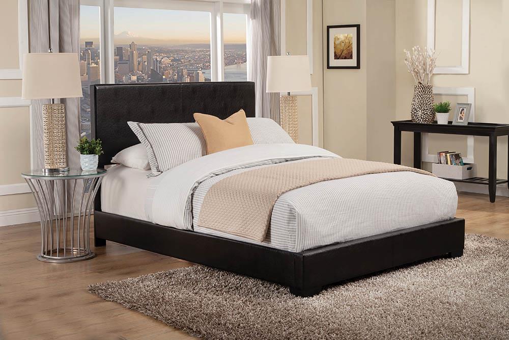 Conner Casual Black Upholstered California King Bed Coaster Z2 Premium