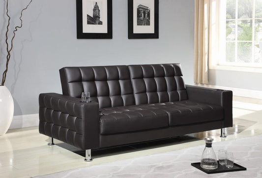 Brown Faux Leather Sofa Bed Coaster Z2 Premium