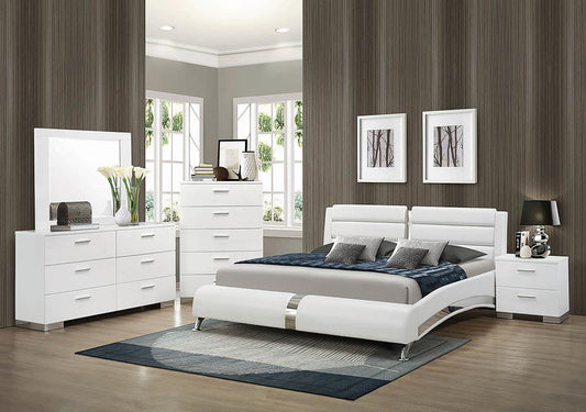 Felicity Contemporary White Upholstered Eastern King Bed Coaster Z2 Premium