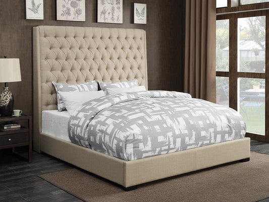 Camille Cream Upholstered King Bed Coaster Z2 Premium