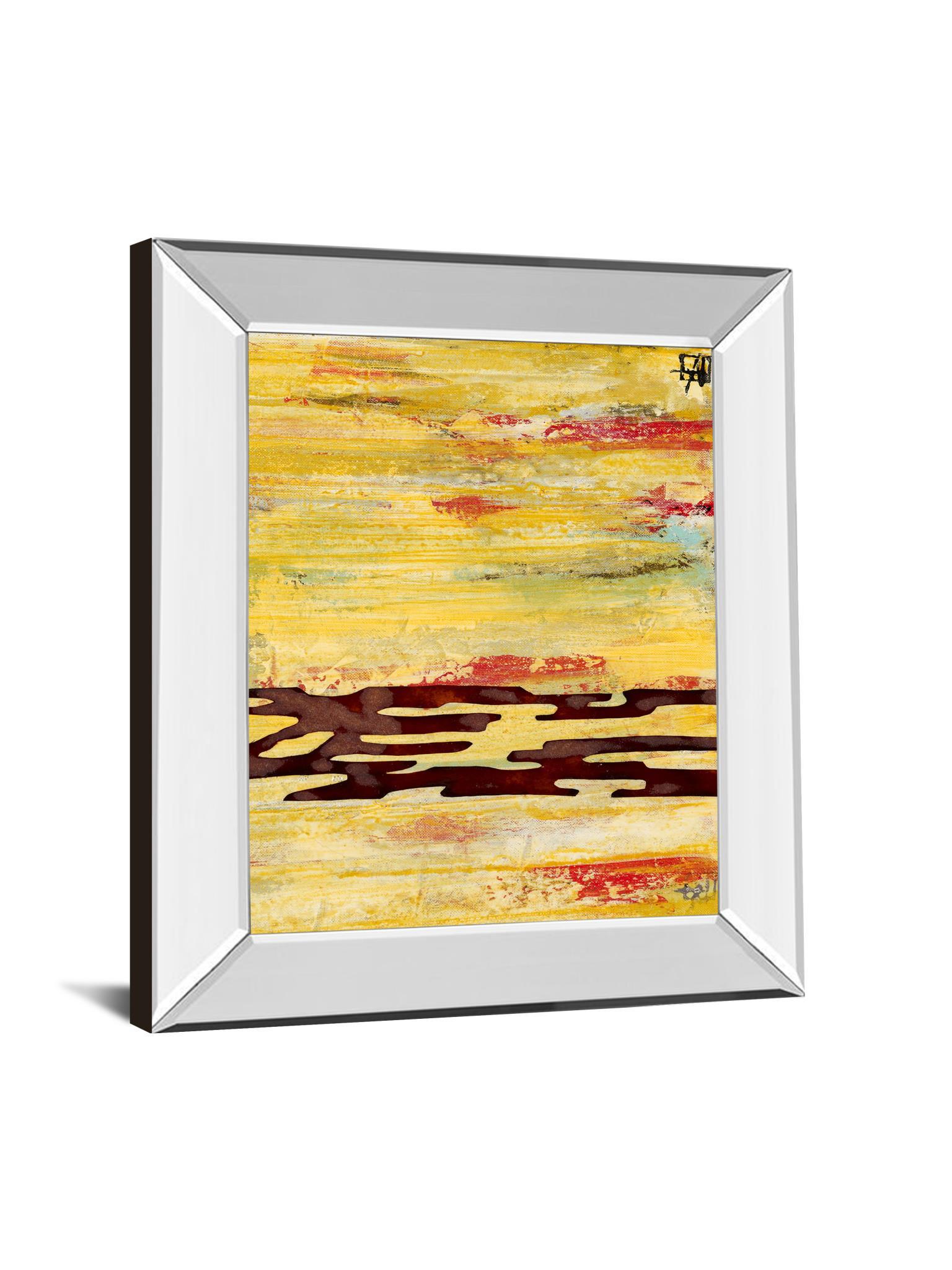 Tire Mark Il By Natalie Avondet - Mirror Framed Print Wall Art - Yellow Classy Art