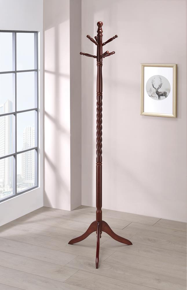 Traditional Merlot Twisted Post Coat Rack Coaster Z2 Premium