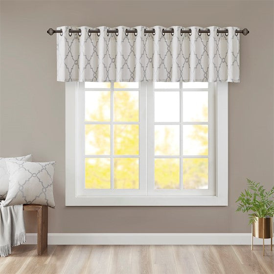 Fretwork Print Grommet Top Window Valance Ivory Olliix.com