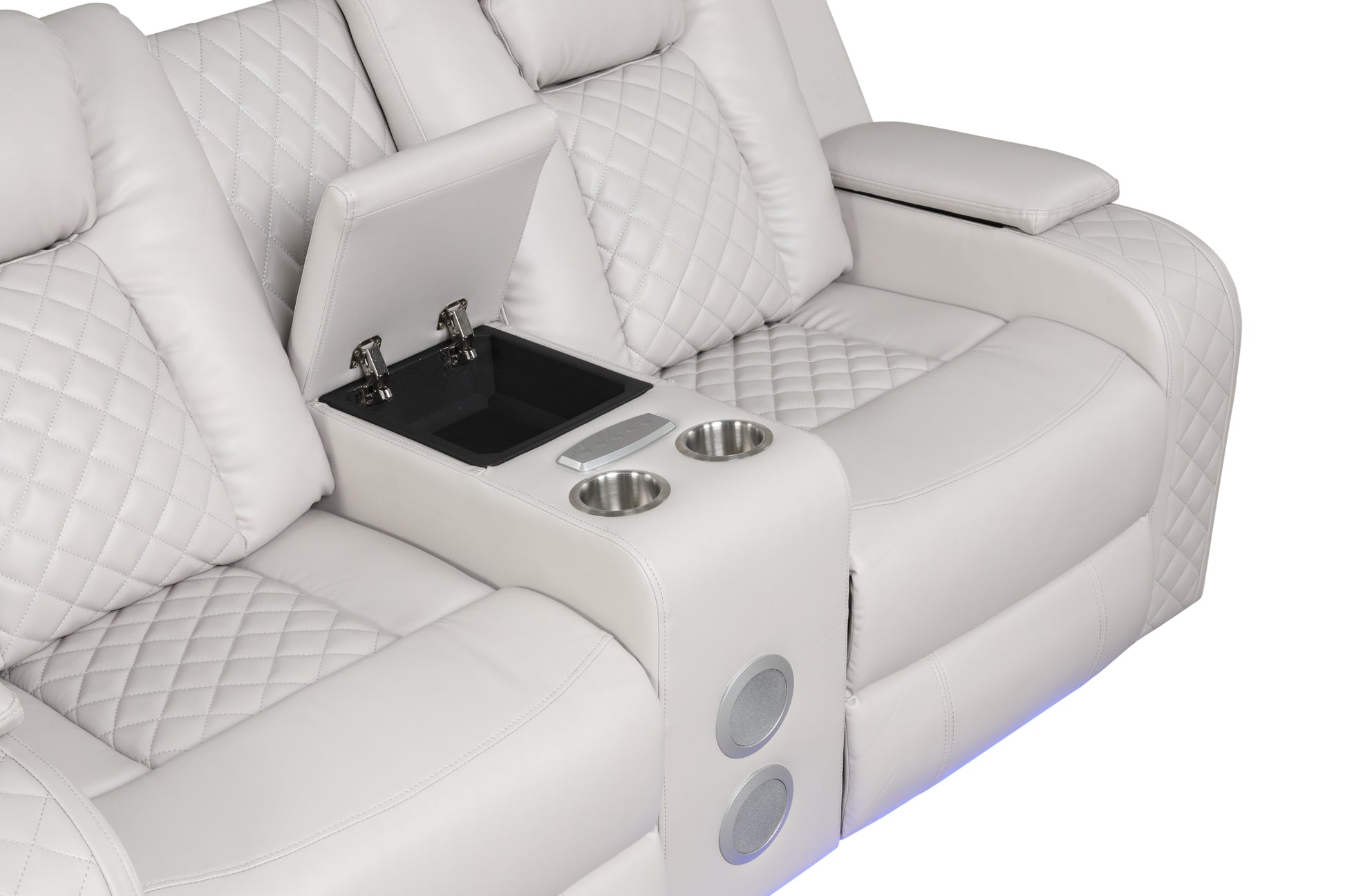 Benz LED & Power Recliner 3 PC Made With Faux Leather in Ice (FREE SHIPPING) House to Home Furnishings LLC