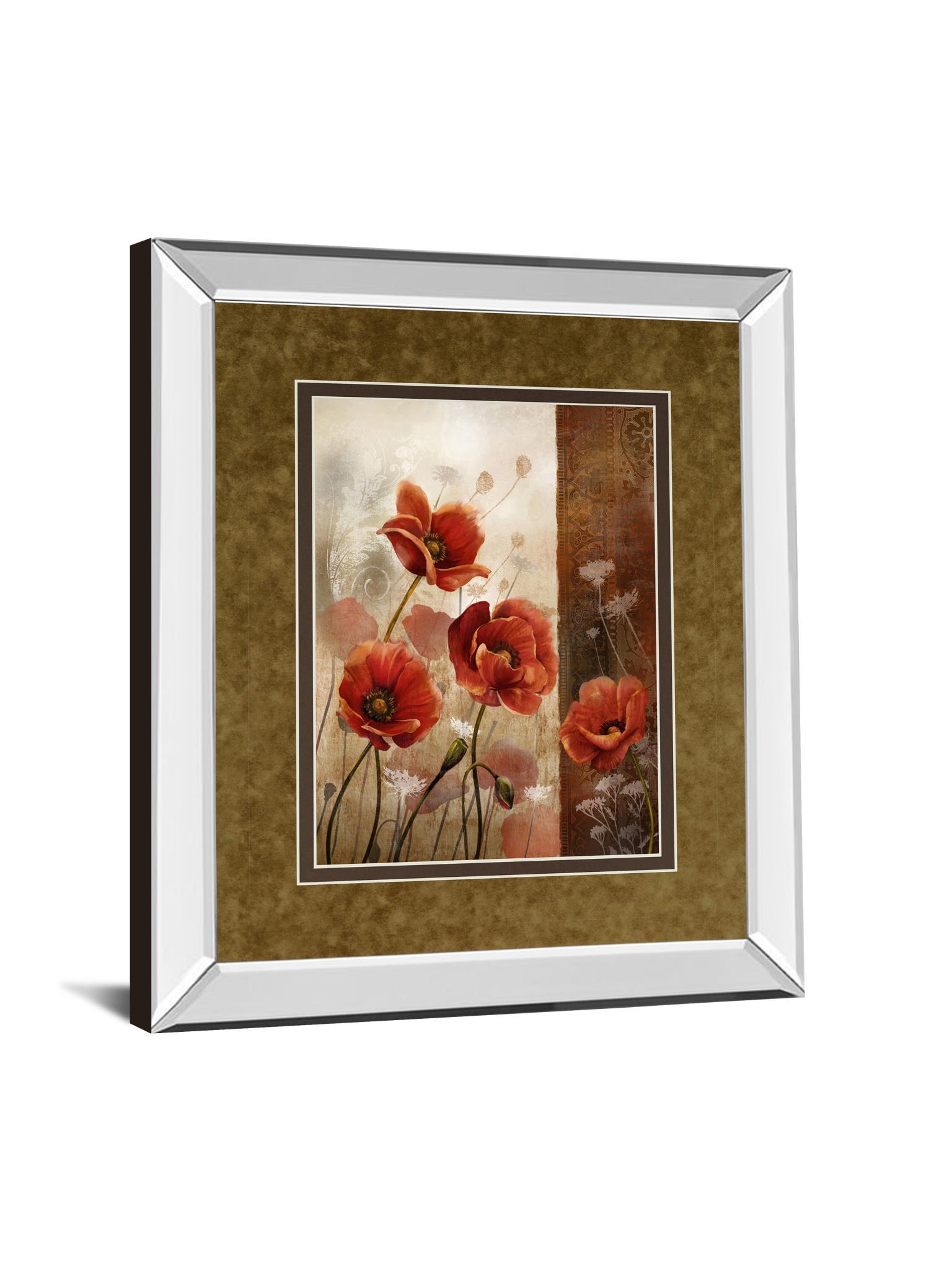 Wild Poppies Il By Conrad Knutsen - Mirror Framed Print Wall Art - Red Classy Art