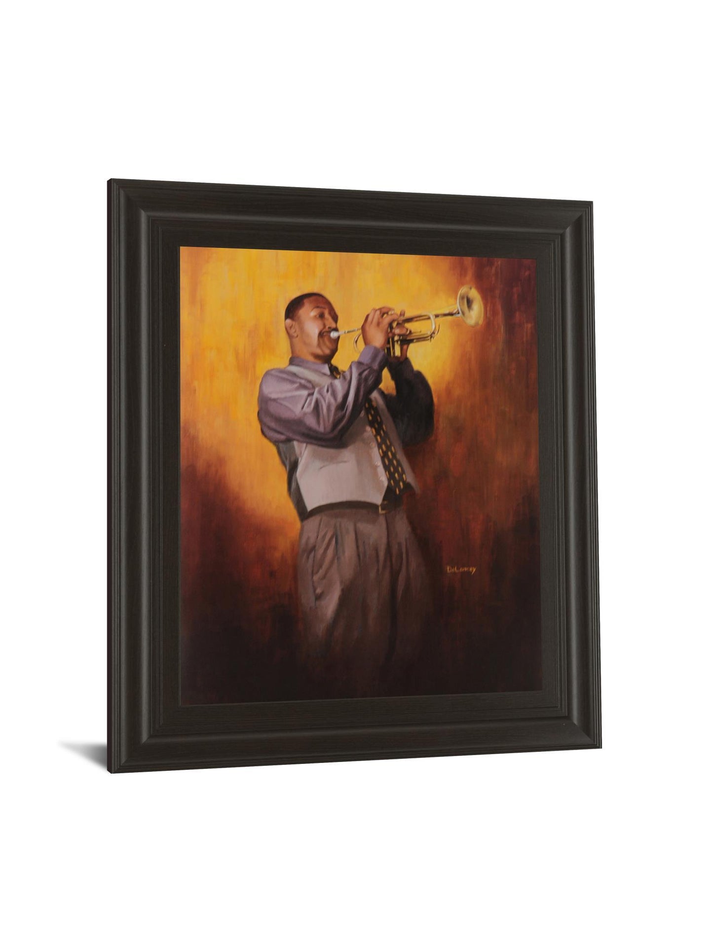 Trumpet Player - Framed Print Wall Art - Dark Gray Classy Art