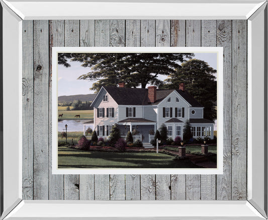 The Counrty Inn By Saunders B. Mirrored Frame - Green Classy Art