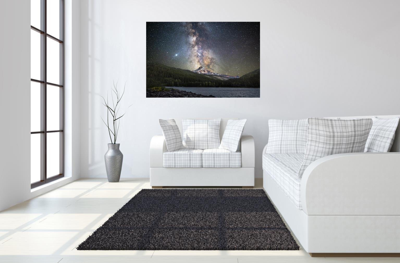 Tempered Glass With Foil - Starry Mountain - Blue Classy Art