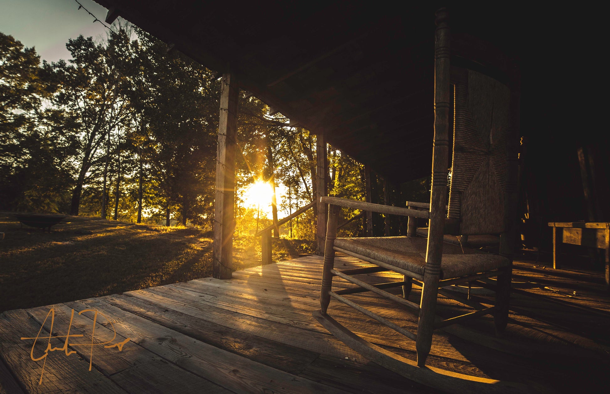 On The Porch By Justin Pius - Dark Brown Classy Art