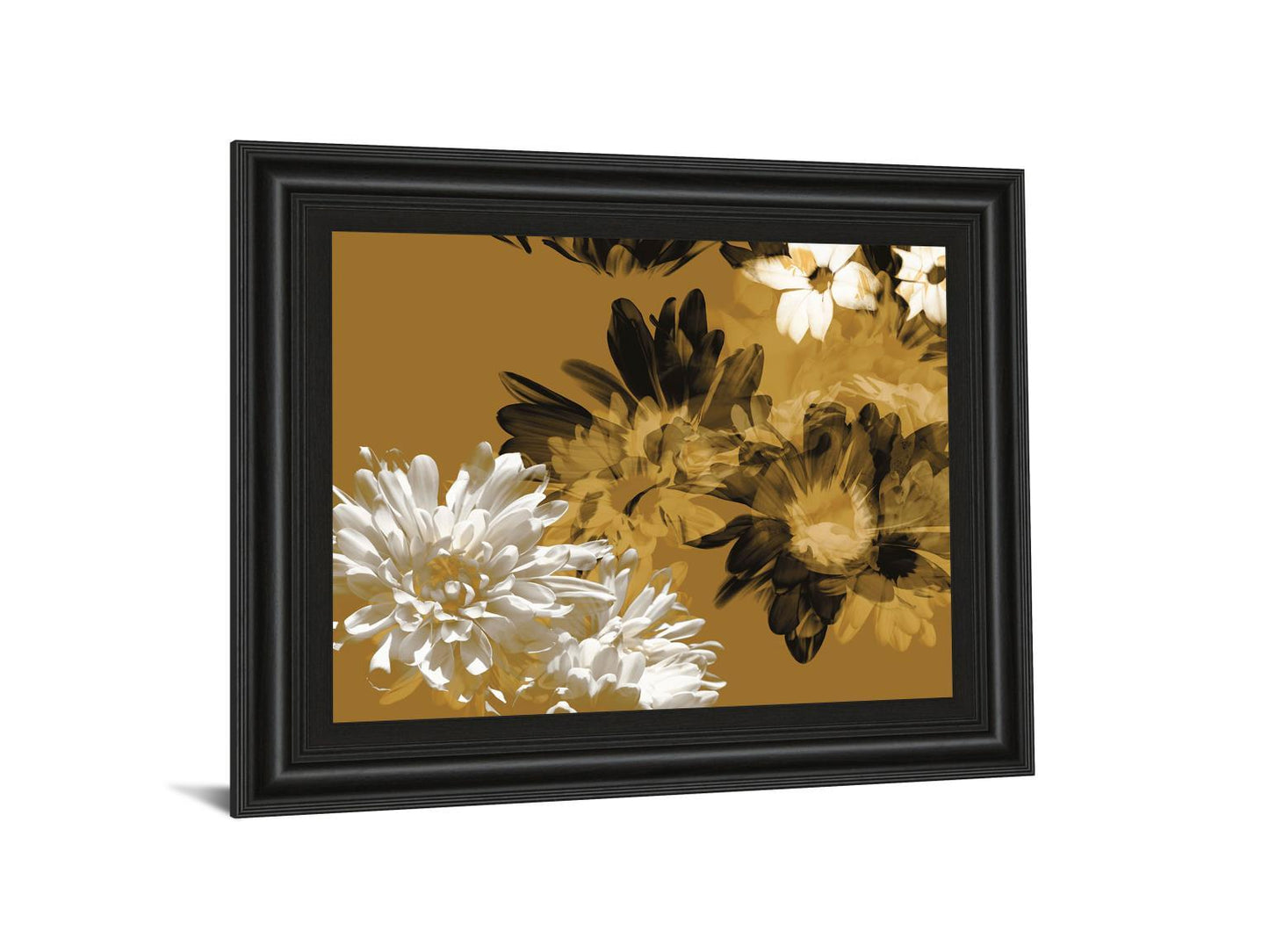 Golden Bloom I By Framed Print Wall Art - Dark Brown Classy Art