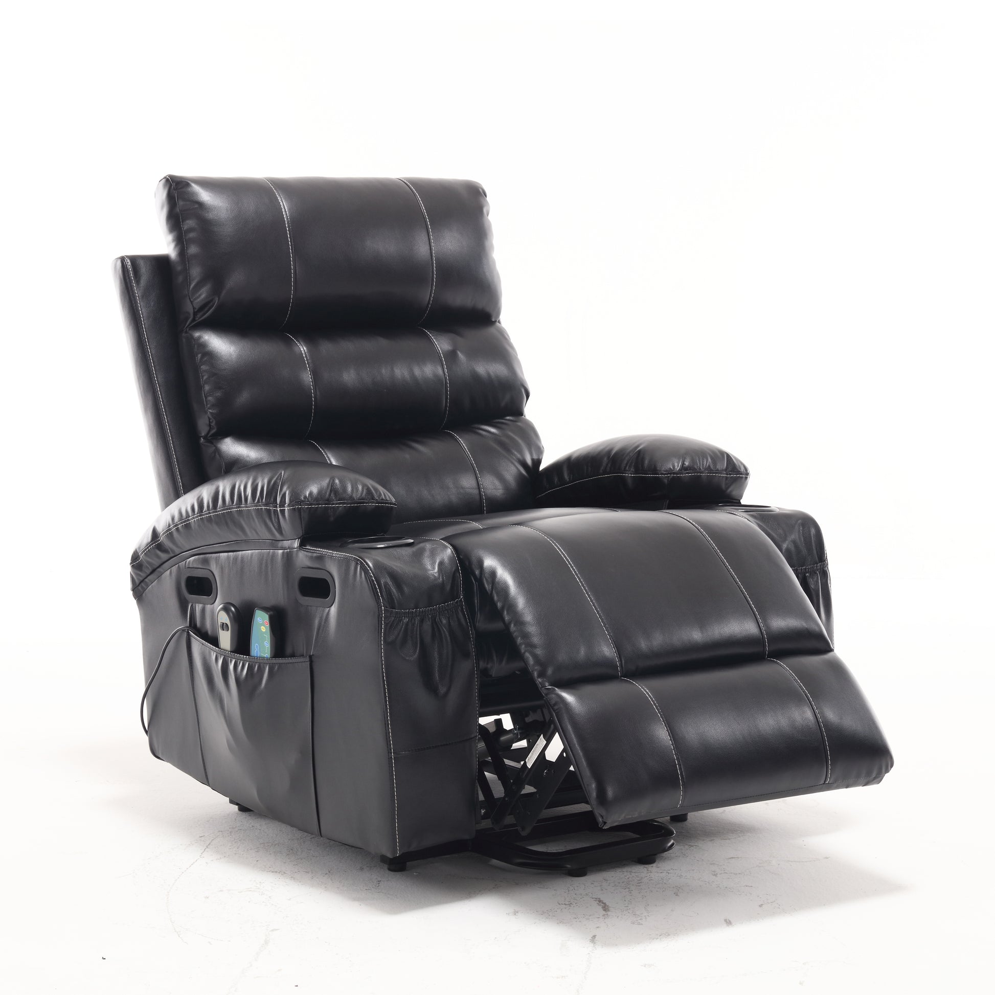 21" Seat Width, Large Size Electric Power Lift Recliner Chair Sofa for Elderly, 8 Point Vibration Massage and Lumber HEAT🔥, Remote Control, Side Pockets and Cup Holders, Cozy Fabric, Overstuffed Arm pu House to Home Furnishings LLC