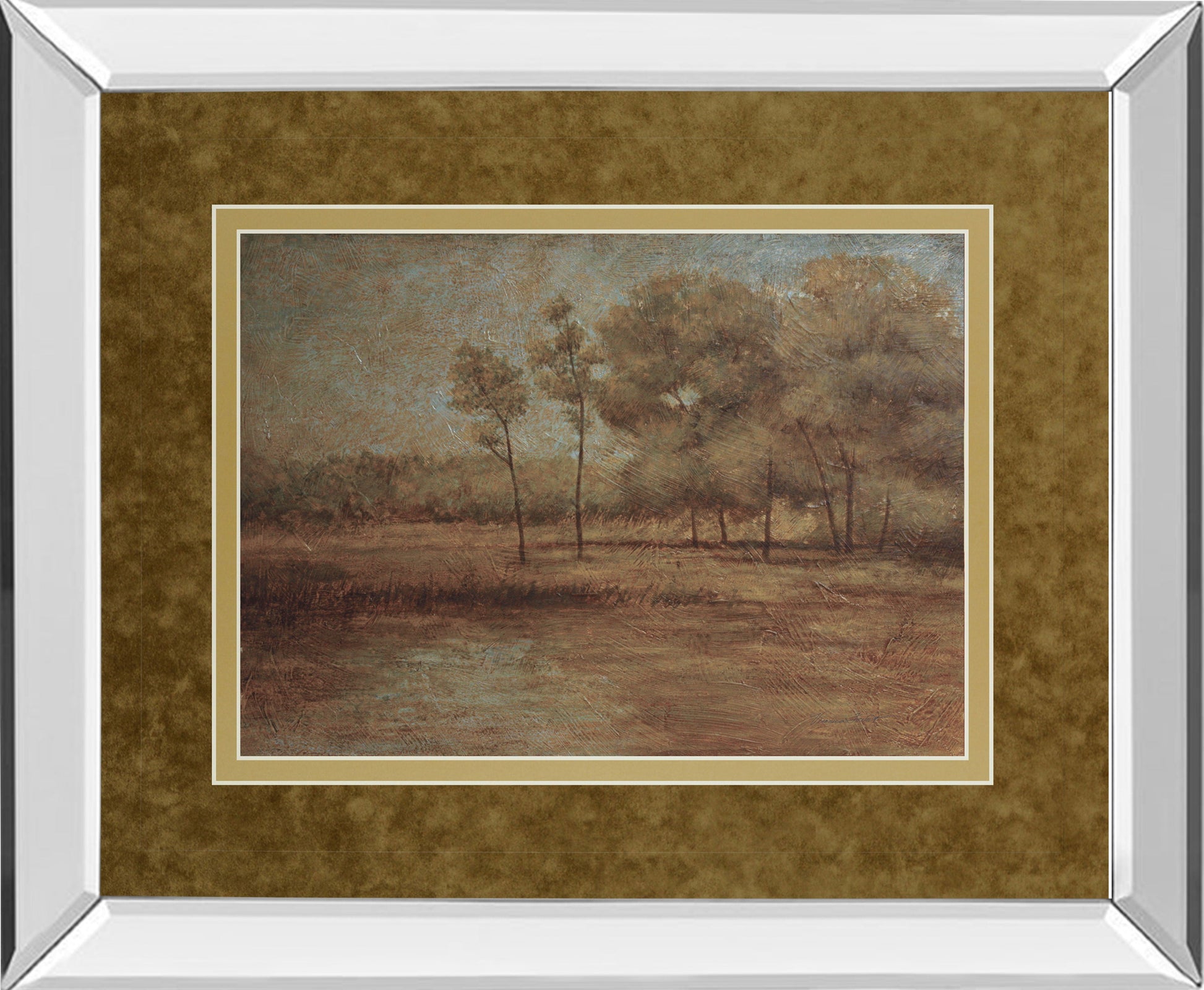 Woodland Solitude By Veronica Faust - Mirror Framed Print Wall Art - Dark Brown Classy Art