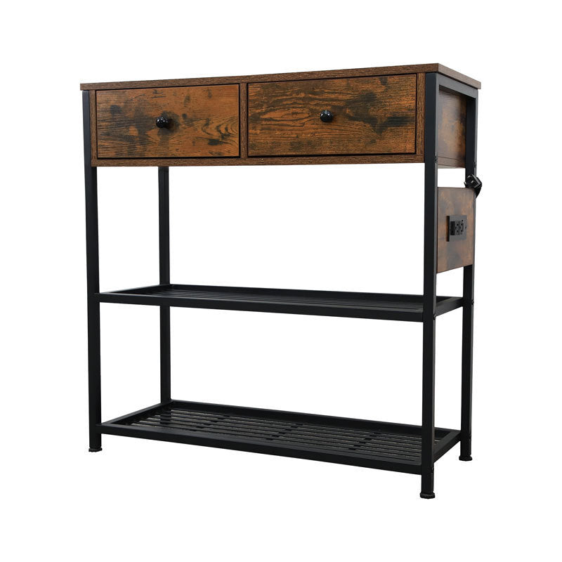 Ultimate Entryway Console Table, Narrow Sofa table with 2 Drawers, 2 Shelves, AC Outlets, 2 USB Ports, 1 Type C Port, Table Entrance table for Living Room, Foyer, Hallway Industrial Entry Table House to Home Furnishings LLC