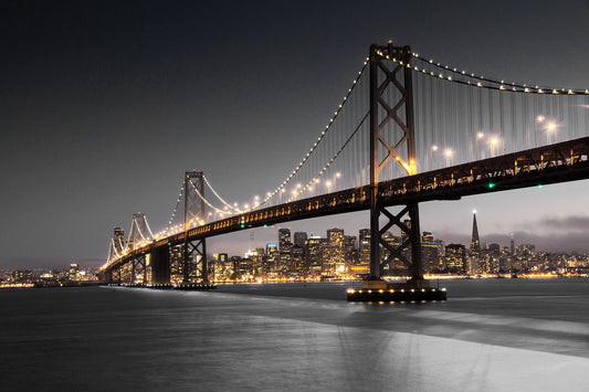 Temp Glass With Foil - San Francisco Bridge - Dark Gray Classy Art