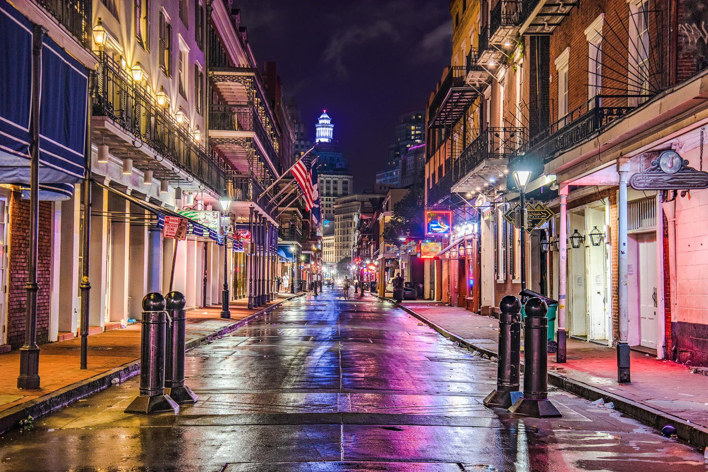 Tempered Glass With Foil - Bourbon Street New Orleans - Purple Classy Art