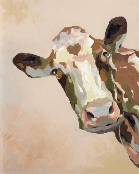 Peering Cow By Patricia Pinto - Light Brown Classy Art