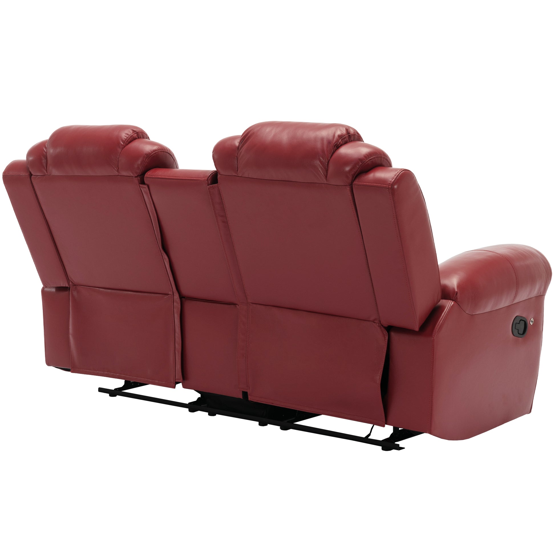 3 Pieces Recliner Sofa Sets Home Theater Seating Manual Recliner Chair with Center Console and LED Light Strip for Living Room, Wind Red House to Home Furnishings LLC