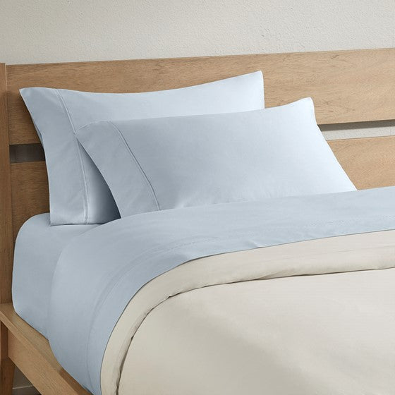 300TC 2PK BCI Cotton Pillowcase Blue King Olliix.com