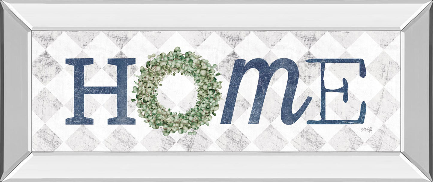 Home With Eucalyptus Wreath I By Marla Rae - Light Blue Classy Art