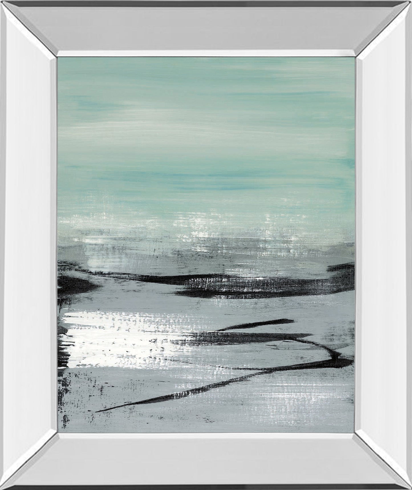 Beach Il By Heather Mcalpine - Mirror Framed Print Wall Art - Gray Classy Art